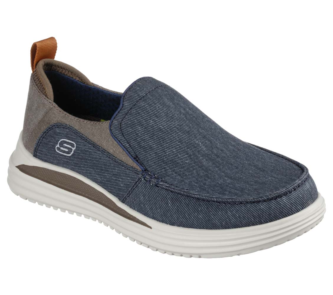 Skechers Proven Evers Navy Brown Mens Slip-On Shoes 204472 In Size 9 In Plain Navy Brown