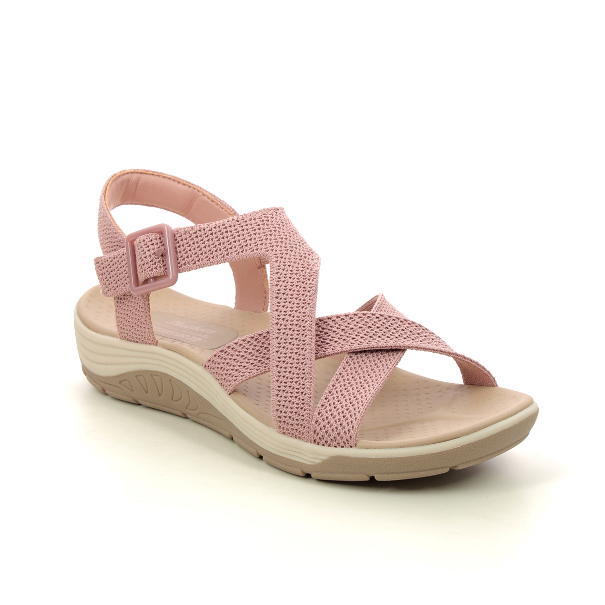 Skechers Reggae Cup BLSH Blush Pink Womens Comfortable Sandals 163198 in a Plain Textile in Size 8