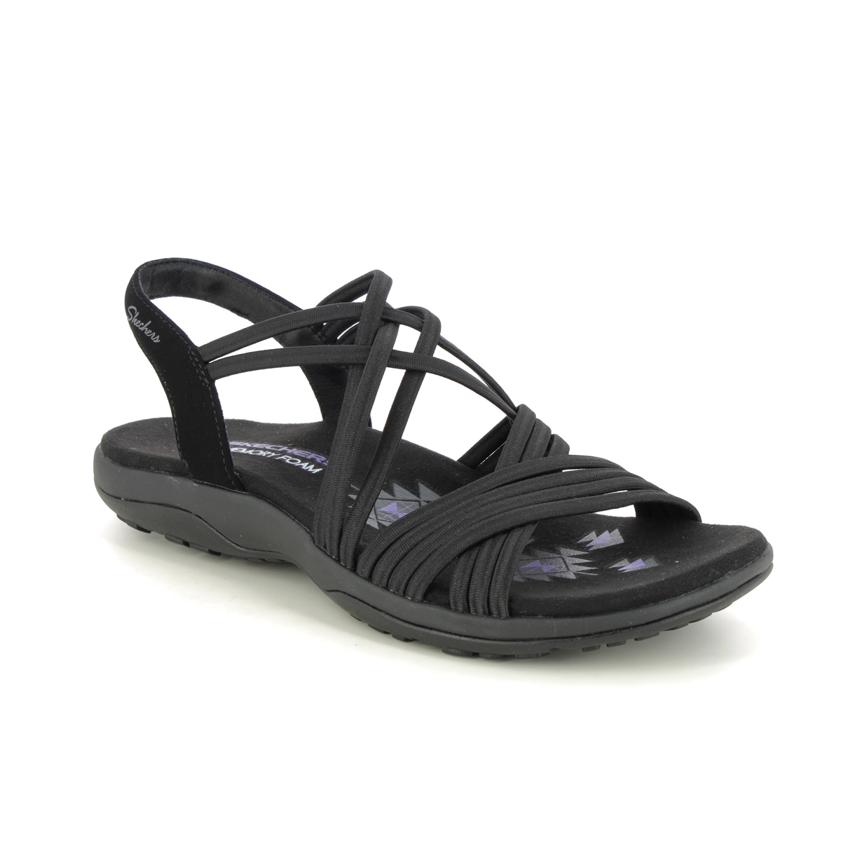 Skechers Reggae Slim Sunnyside BBK Black Womens Walking Sandals 163185 in a Plain Textile in Size 8