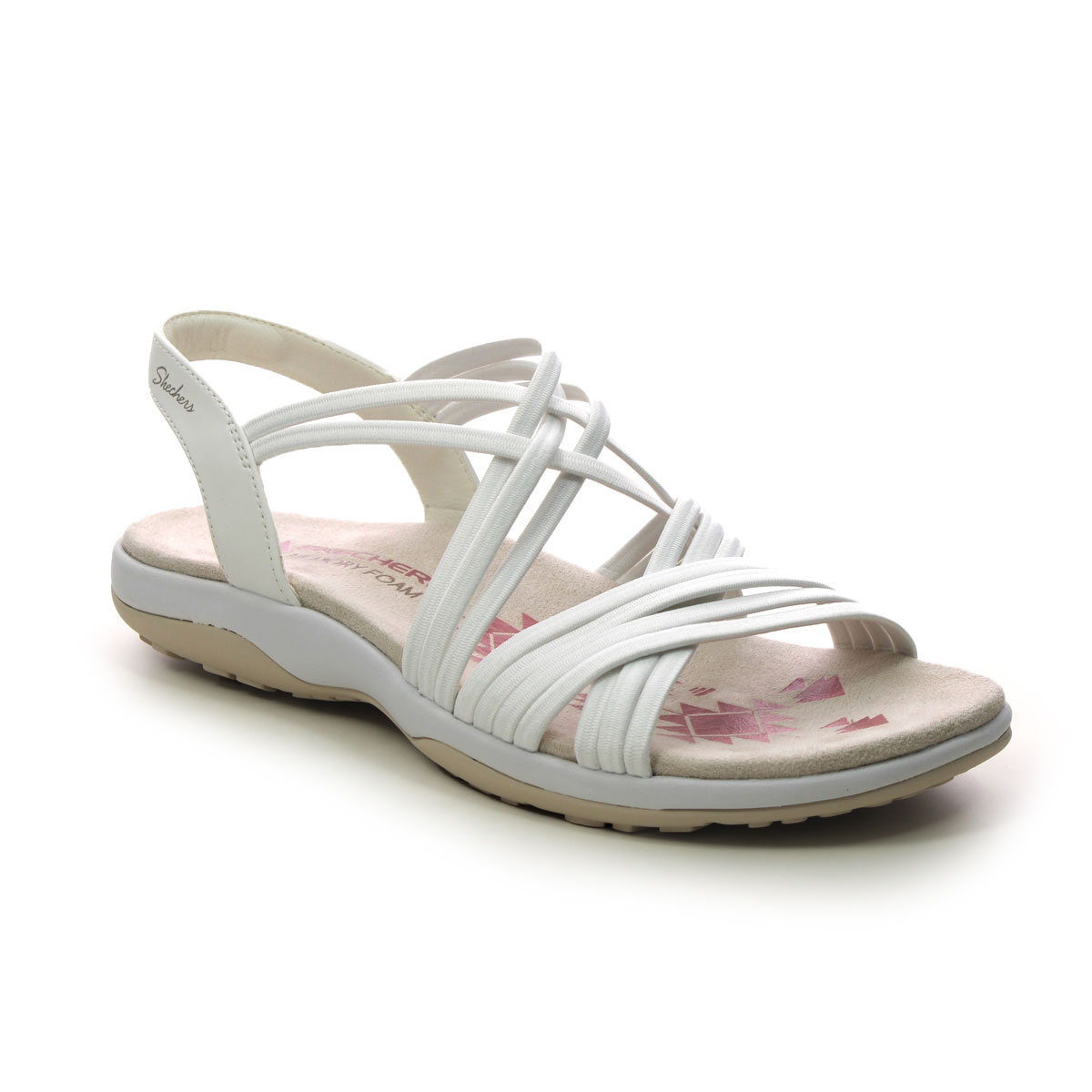 Skechers Reggae Slim Sunnyside WHT White Womens Walking Sandals 163185 in a Plain Textile in Size 8