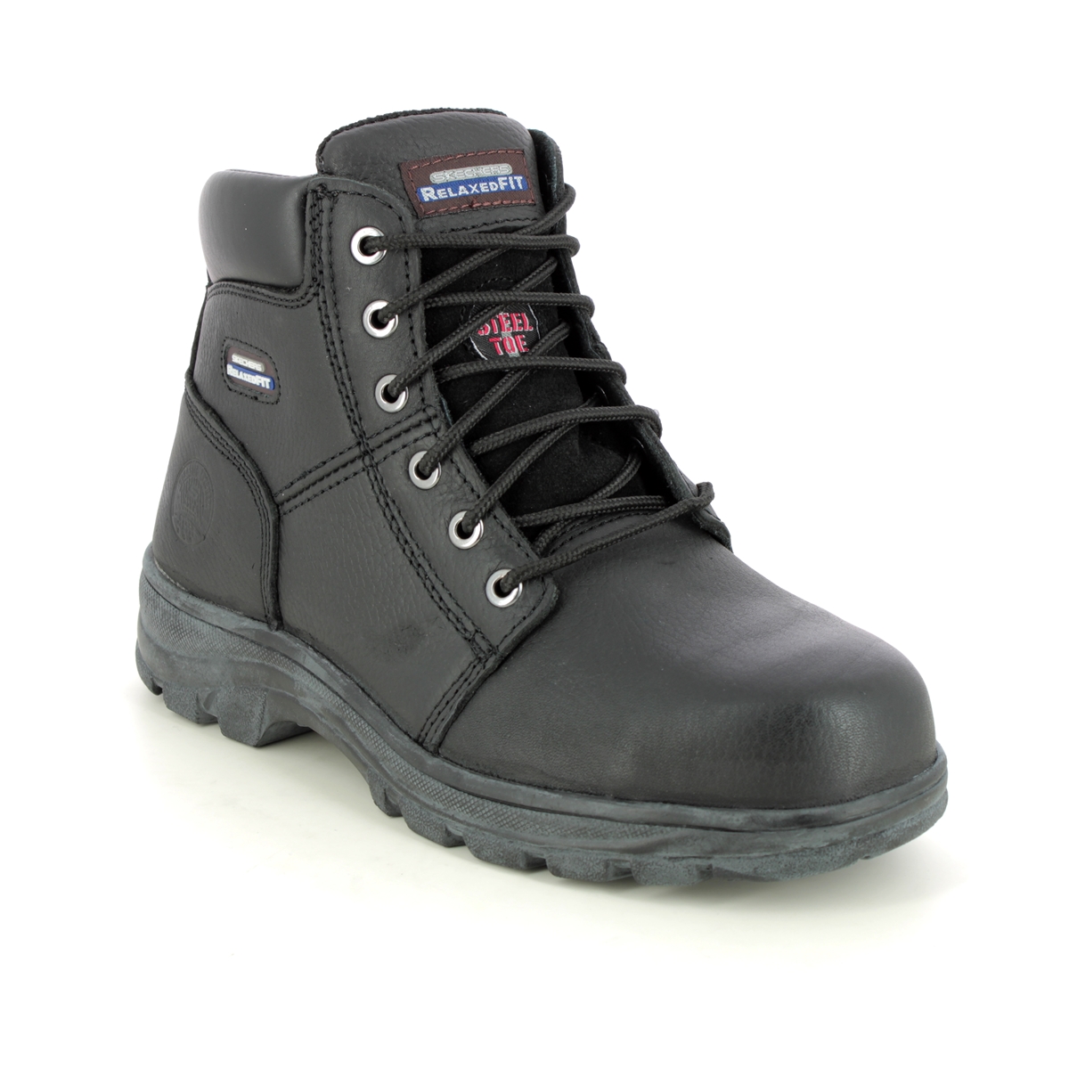 Skechers Safety Work Boot Steel Toe Black Mens Boots 77009 In Size 9 In Plain Black