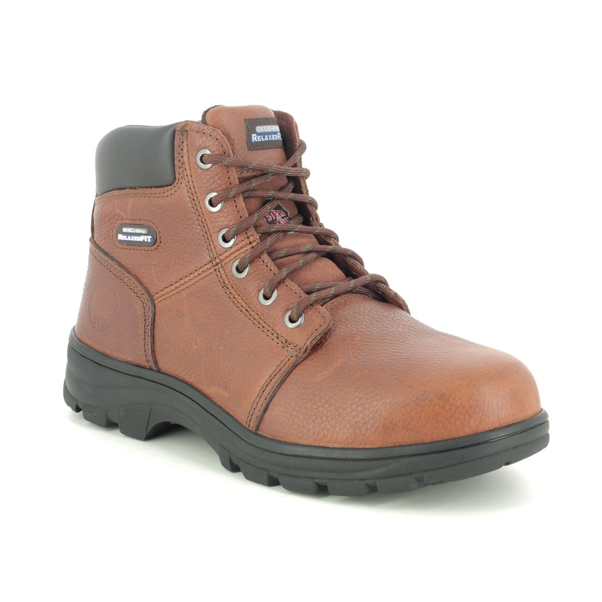 Skechers Safety Work-Shire Boot Steel Toe Brown Mens Boots 77009Ec In Size 12 In Plain Brown