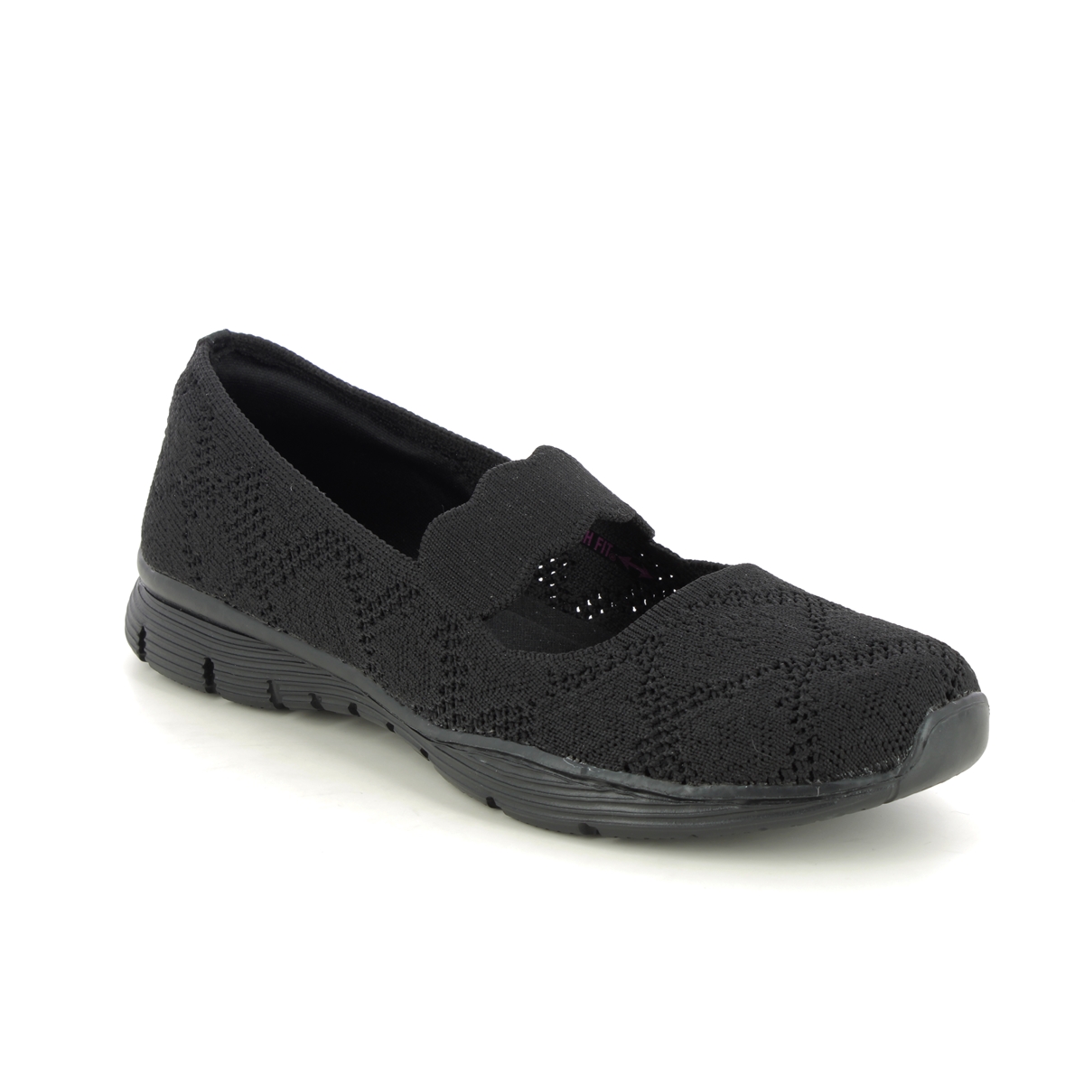 Skechers Seager Pitch 2 BBK Black Womens Mary Jane Shoes 158110 in a Plain Textile in Size 7
