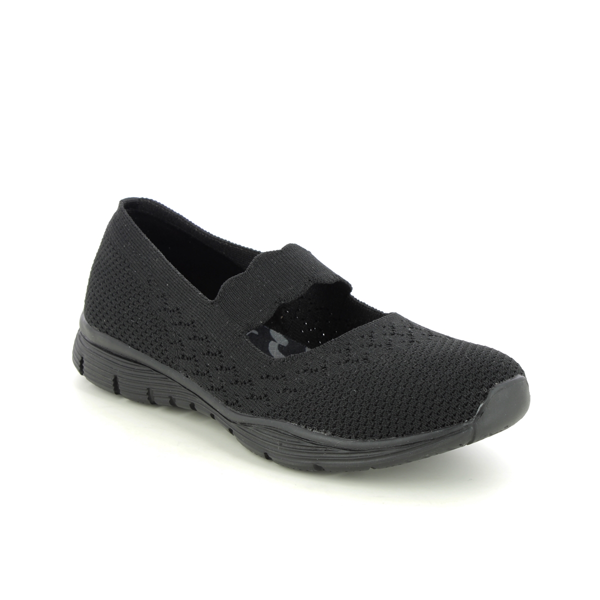 Skechers Seager Power BBK Black Womens Mary Jane Shoes 49622 in a Plain Textile in Size 6