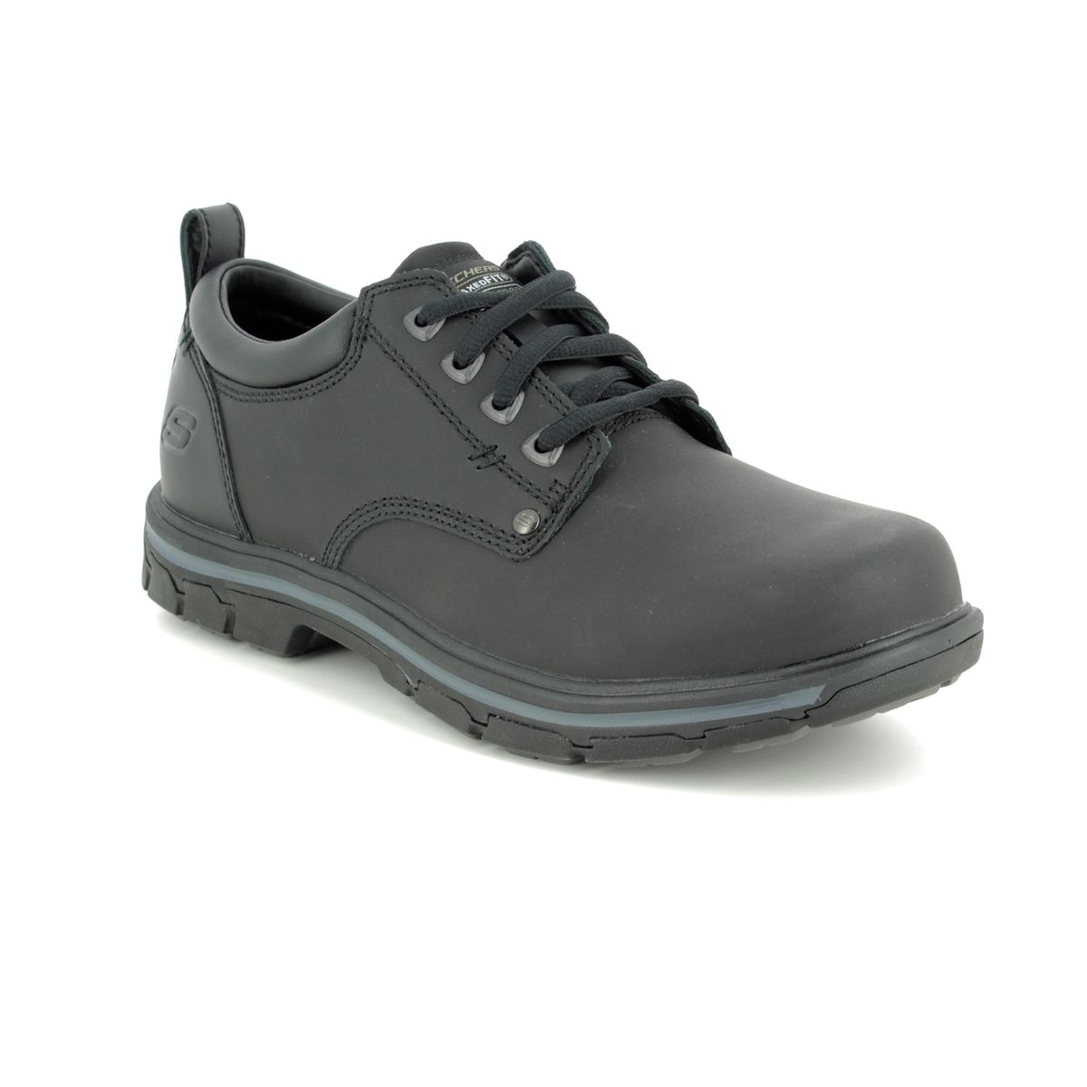 Skechers Segment Rilar Relaxed Fit BLK Black Mens comfort shoes 64260 in a Plain Leather in Size 7