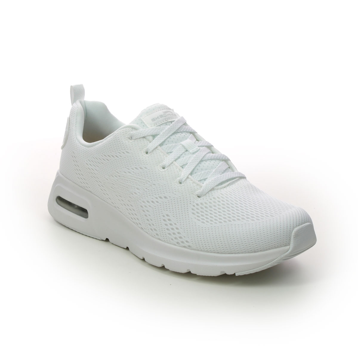 Skechers Skech Air Court White Silver Womens Trainers 149948 In Size 5.5 In Plain White Silver