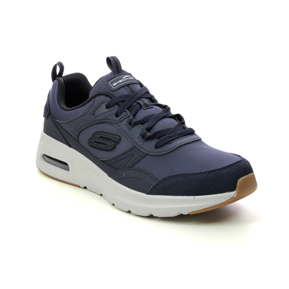 Skechers Skech Air Court NVBK Navy Black Mens trainers 232646 in a Plain Leather and Man-made in Size 9