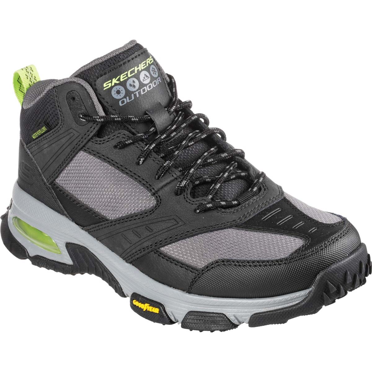 Skechers Skech-Air Envoy Boot Black Charcoal Grey Mens Outdoor Walking Boots 237215 In Size 8 In Plain Black Charcoal Grey