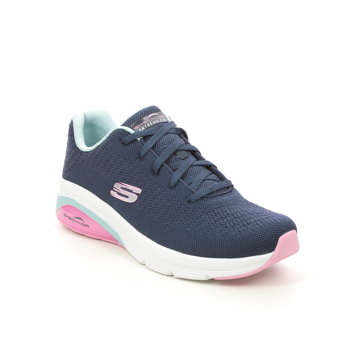 Skechers Skech Air Extreme Navy Light Blue Womens Trainers 149645 In Size 5 In Plain Navy Light Blue