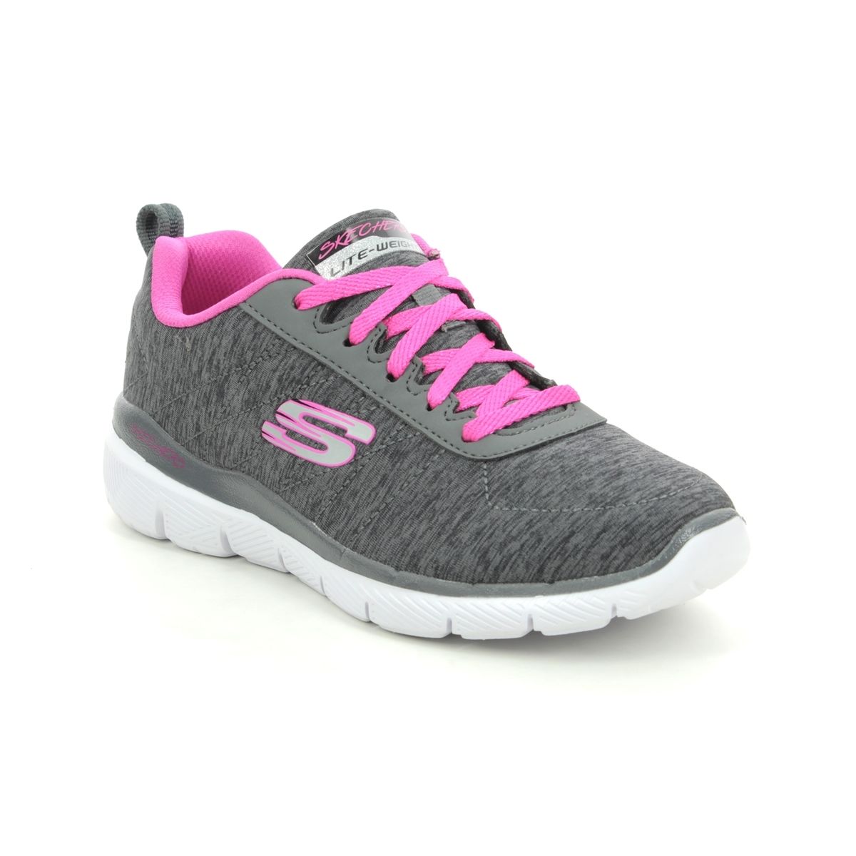 Skechers Skech Appeal 3 BKHP Black hot pink Kids girls trainers 81631L in a Plain Man-made in Size 38