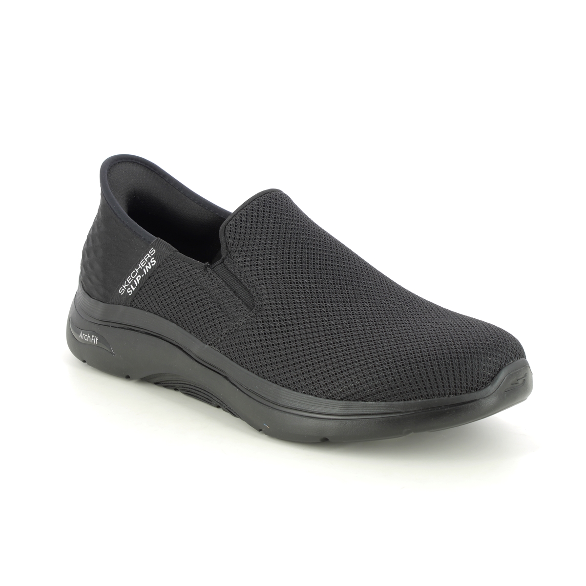 Skechers Slip Ins Arch 2 BBK Black Mens trainers 216600 in a Plain Textile in Size 8.5