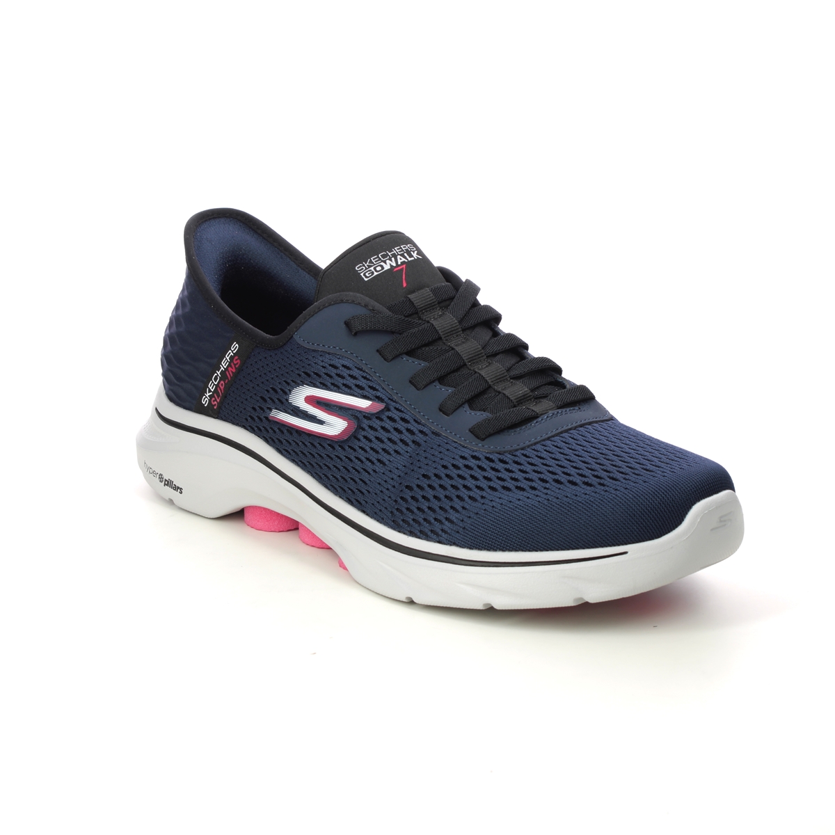 Skechers Slip Ins Go Walk 7 Bungee NVRD Navy Red Mens trainers 216648 in a Plain Textile in Size 12