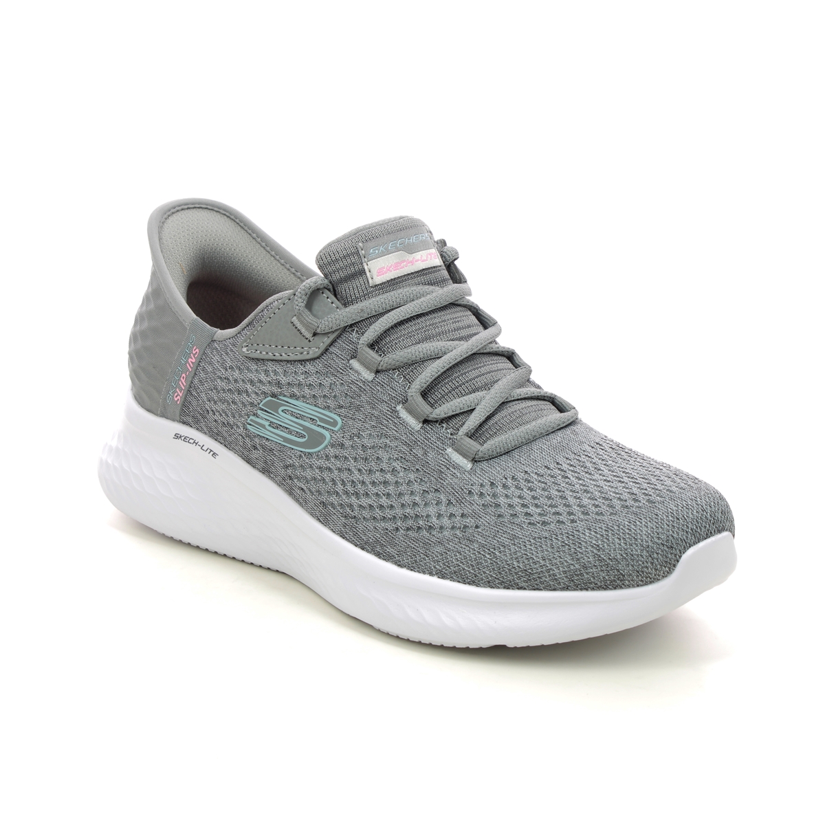 Skechers Slip Ins Lace GYMT Grey Womens trainers 150012 in a Plain Textile in Size 3