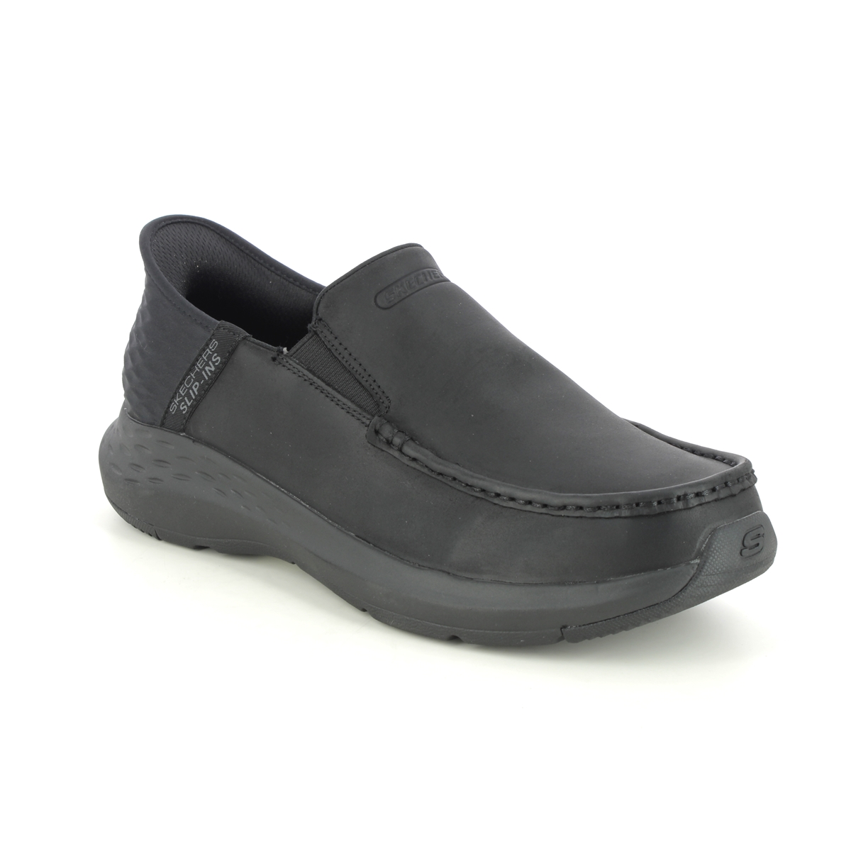 Skechers Slip Ins Parson BBK Black Mens Skechers Slip Ins 204866 in a Plain Leather in Size 7.5