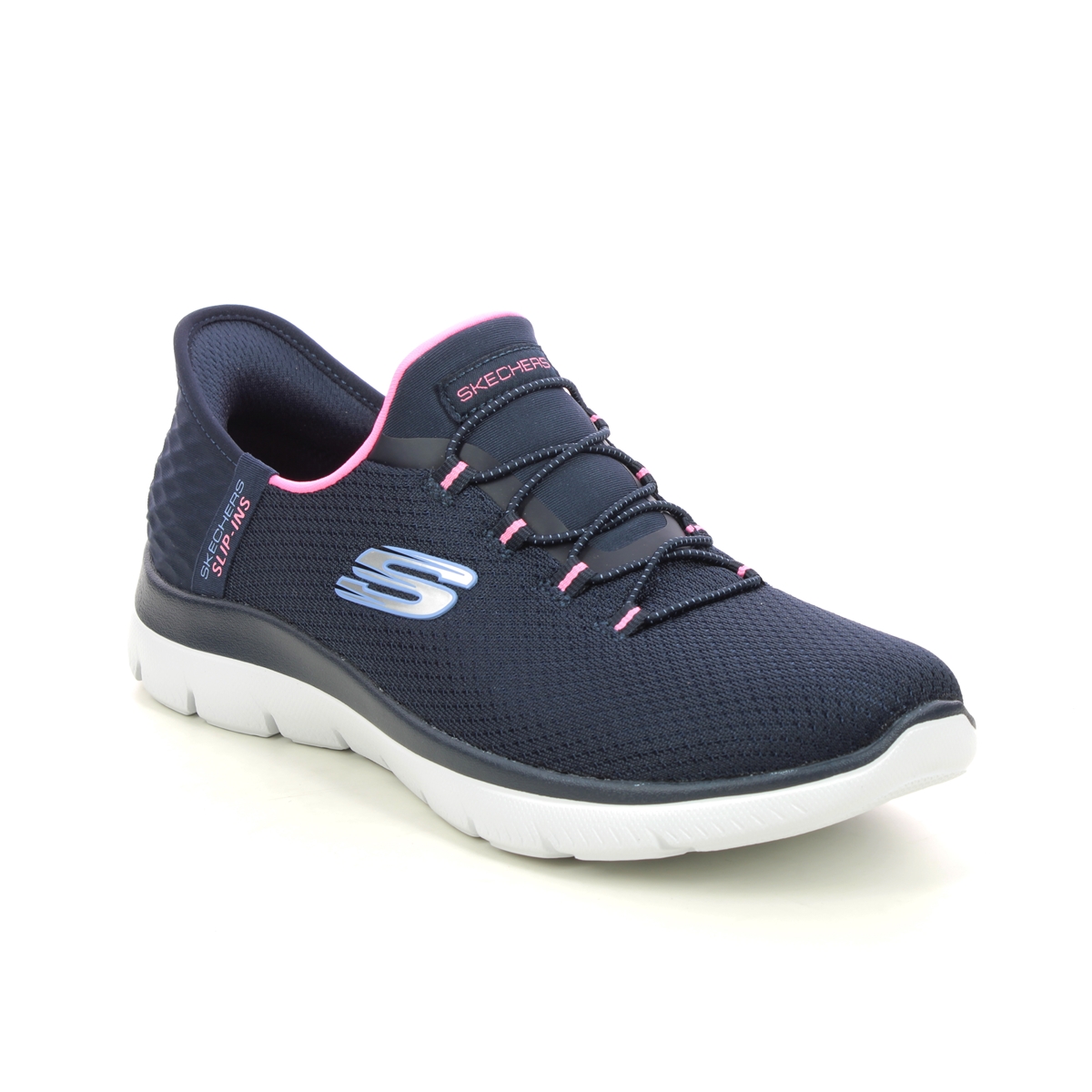 Skechers Slip Ins Summit NVPK Navy Pink Womens trainers 150123 in a Plain Textile in Size 4