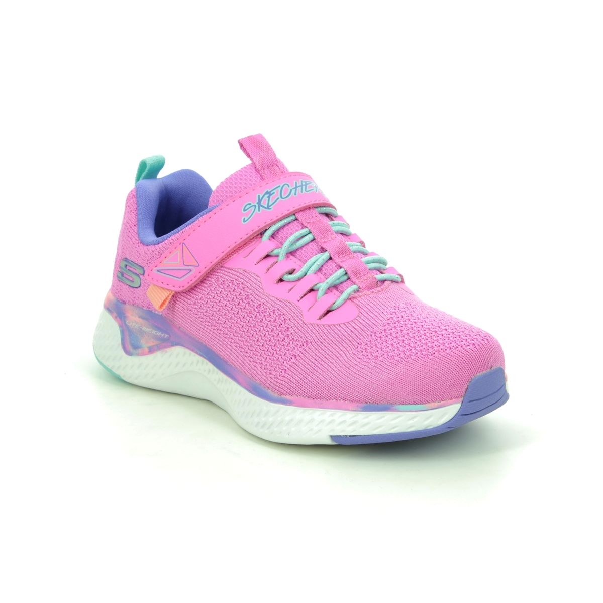 Skechers Solar Fuse Paint Power Pink Kids Girls Trainers 302041L In Size 31 In Plain Pink For kids