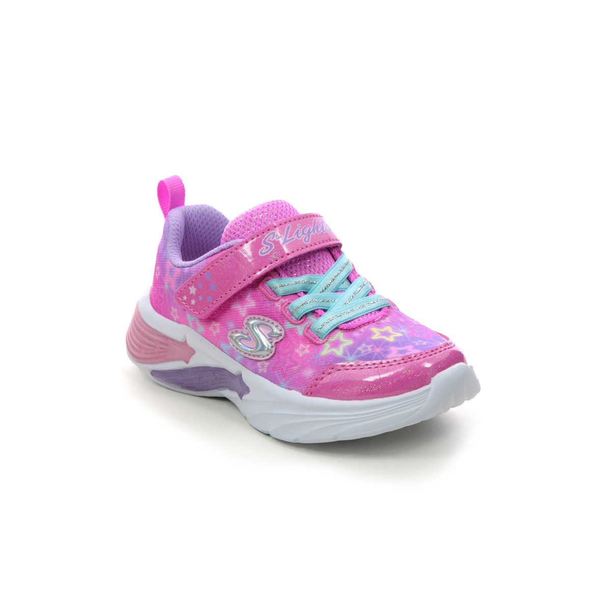 Skechers Star Sparks Inf Pink Kids Girls Trainers 302324N In Size 23 In Plain Pink