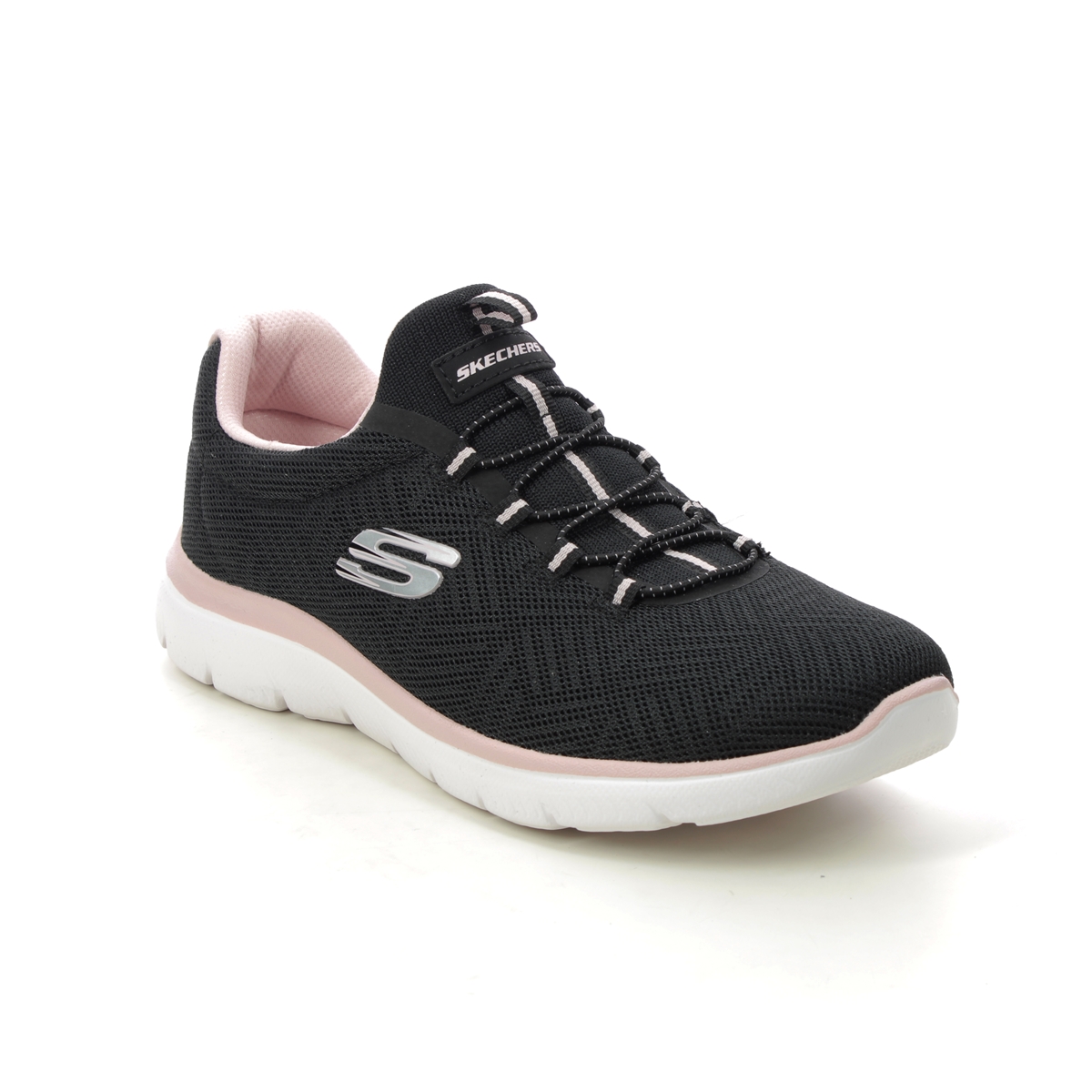 Skechers Summits Bungee BKPK Black pink Womens trainers 150119 in a Plain Textile in Size 5