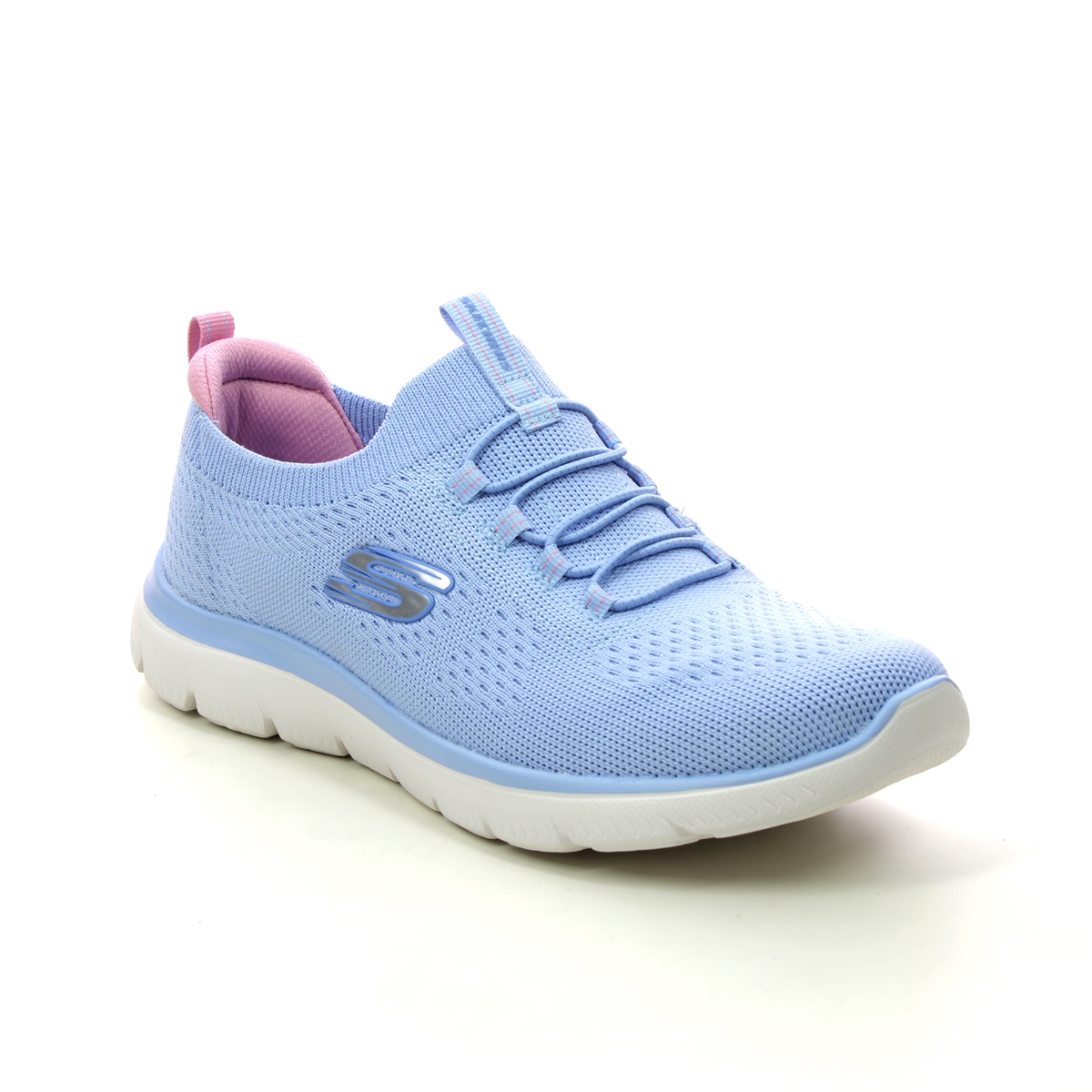 Skechers Summits Bungee LBMT Light blue Womens trainers 150116 in a Plain Textile in Size 8