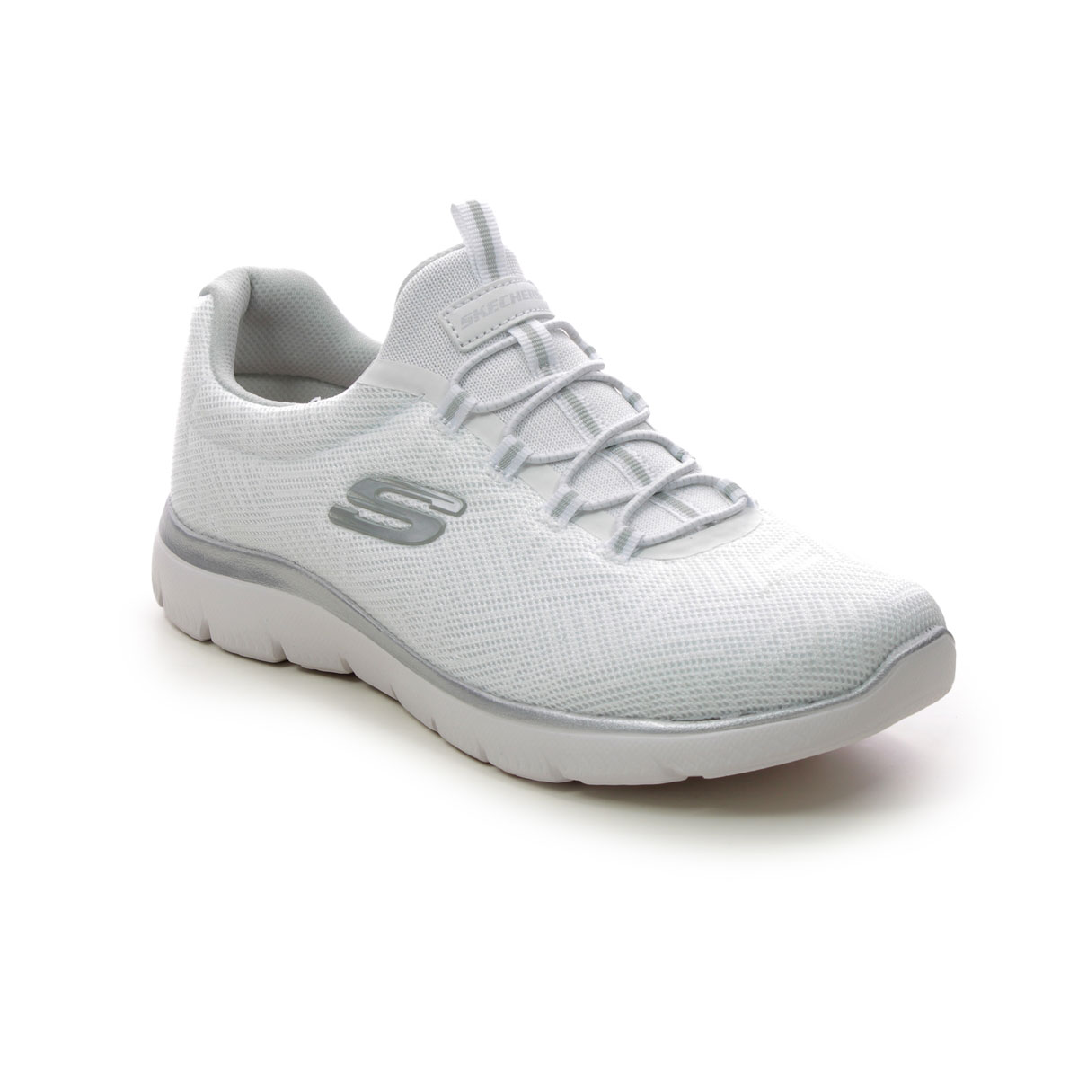 Skechers Summits Bungee WSL White silver Womens trainers 150119 in a Plain Textile in Size 7