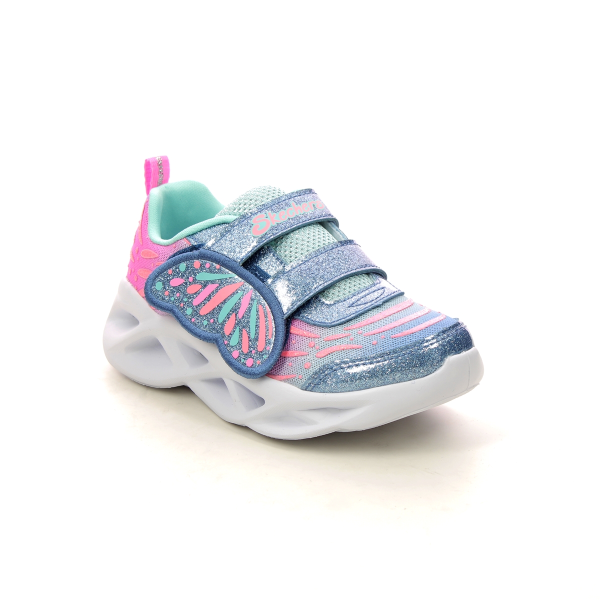 Skechers Twisty Brights BLTQ Blue Turquoise Kids girls trainers 302754N