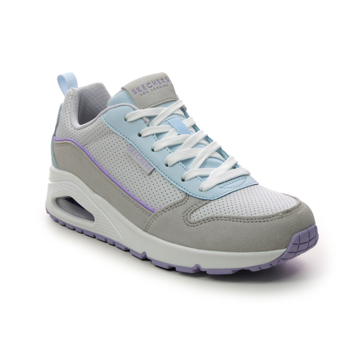 Skechers Uno Balance GYLB Grey Light Blue Womens trainers 177105 in a Plain Leather and Man-made in Size 4.5