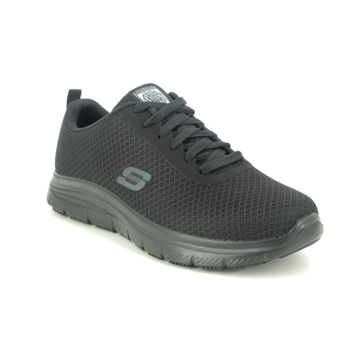 Skechers Work Advant Slip Resistant BLK Black Mens Work Shoes 77125EC in a Plain Man-made in Size 11