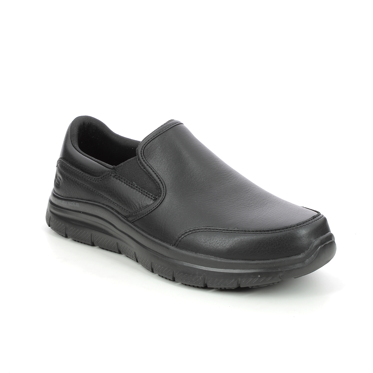 Skechers Work Leather Slip Resistant 77071EC BLK Black Slip-on Shoes