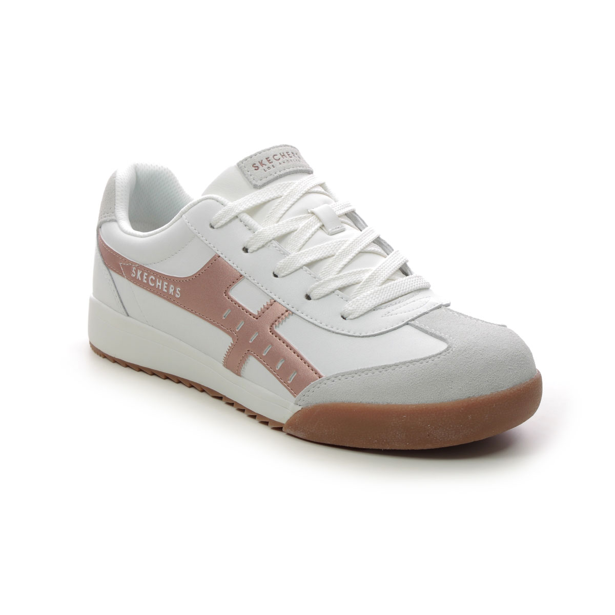 Skechers Zinger Ladies WTRG White Rose gold Womens trainers 177500 in a Plain Leather and Man-made in Size 7