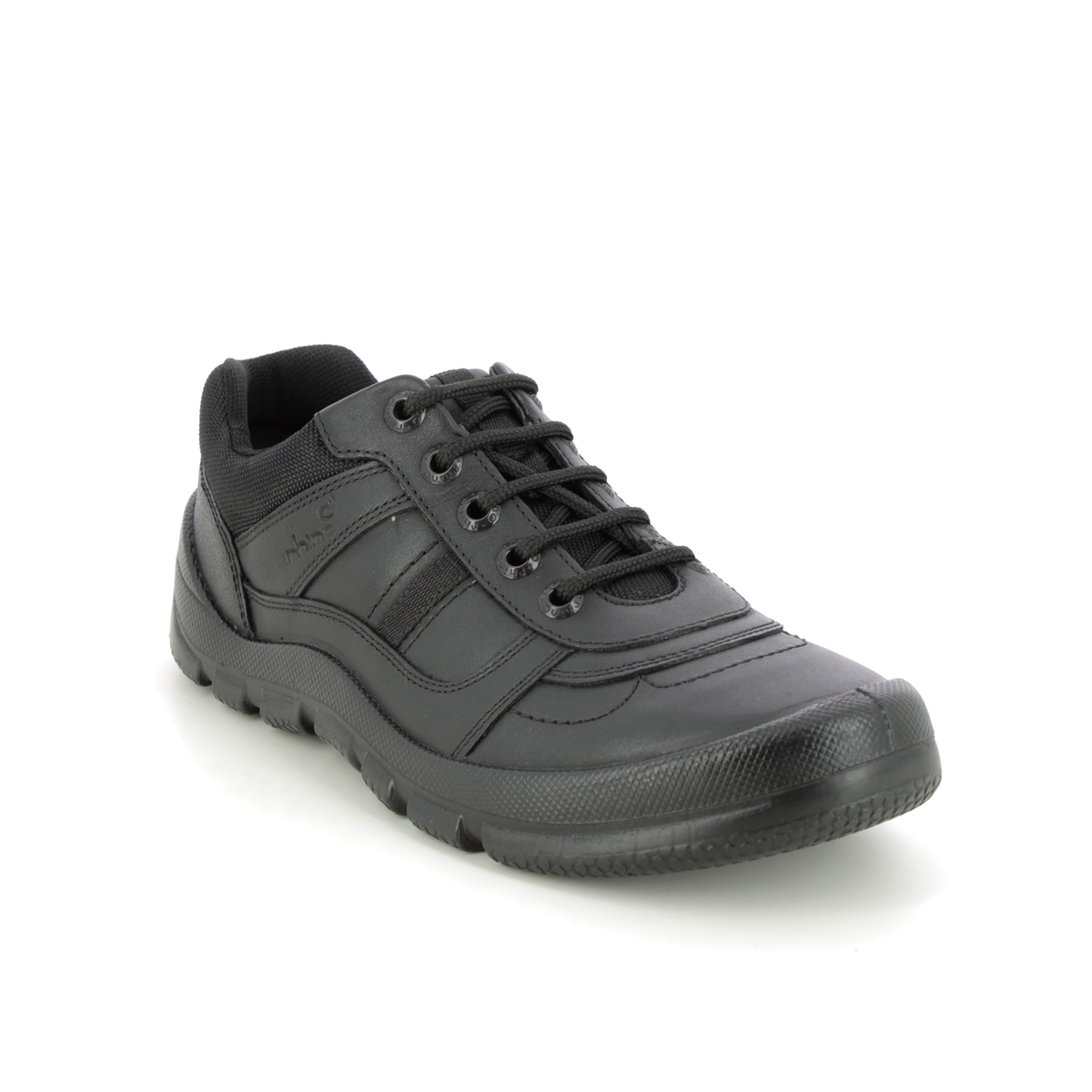 Start Rite - Rhino Warrior Lace In Black Leather 8238-76F In Size 5 In Plain Black Leather For School Boys Shoes  In Black Leather For kids