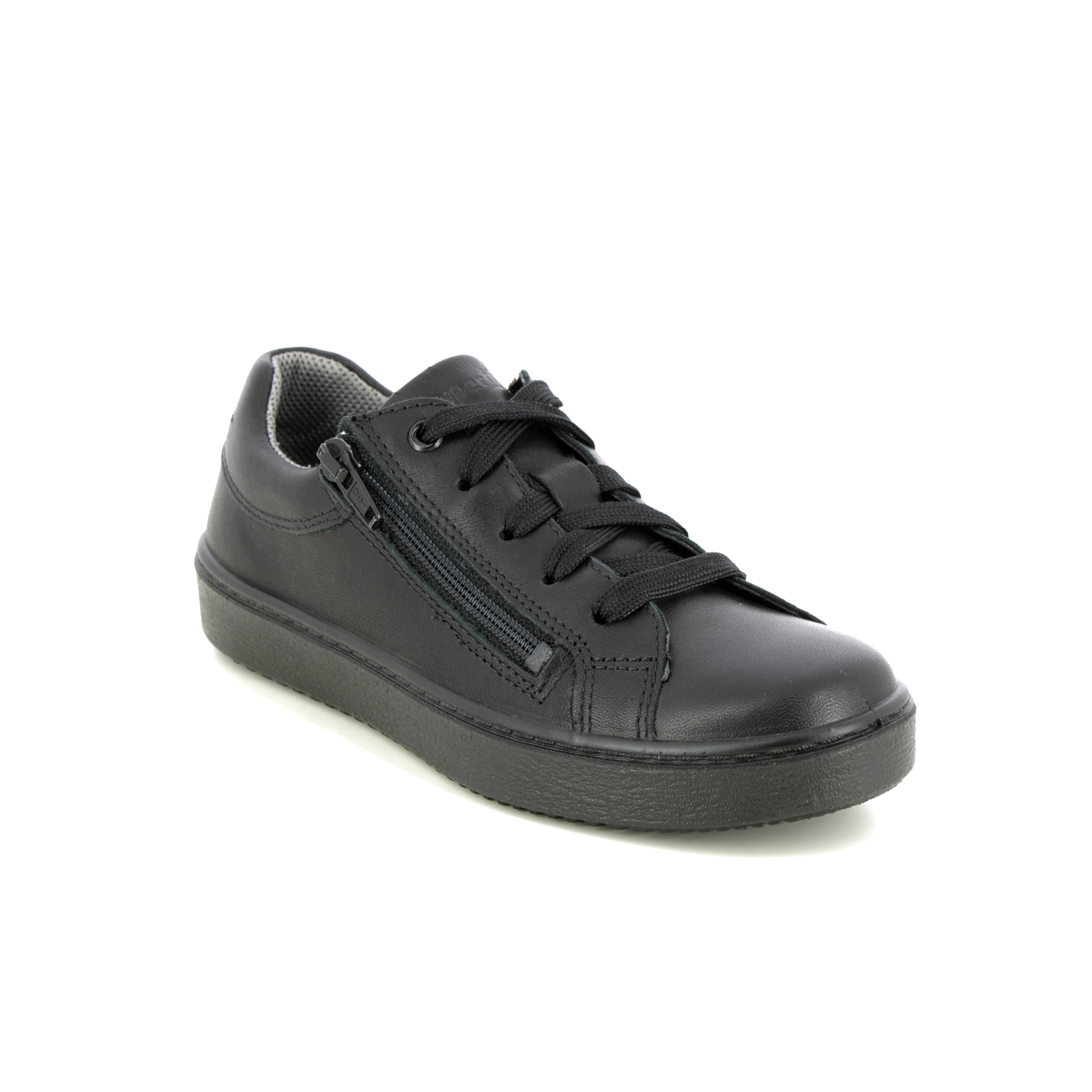 Superfit Heaven Zip Lace Black Leather Kids Girls Shoes 1006489-0000 In Size 35 In Plain Black Leather For kids