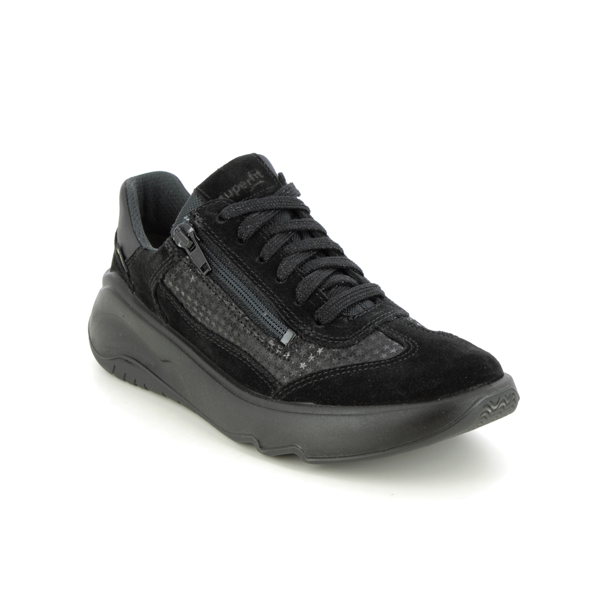 Superfit Melody Gtx Lace Black leather Kids girls trainers 1000633-0000 in a Plain Leather in Size 37