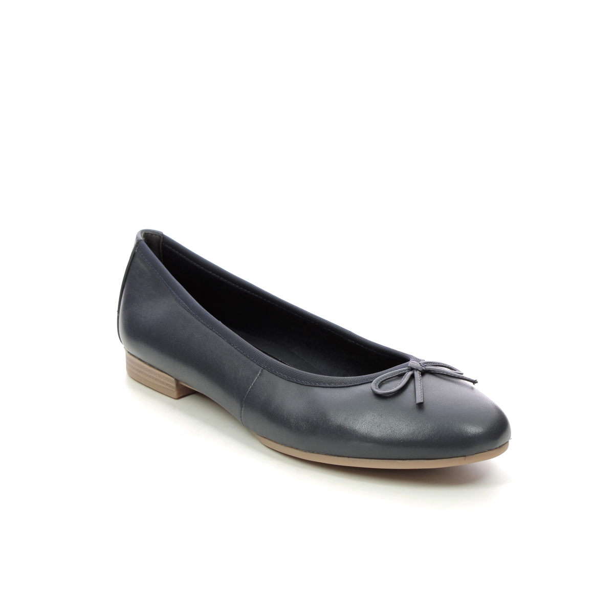 Tamaris Alena Birago Navy Leather Womens Pumps 22116-20-805 In Size 38 In Plain Navy Leather