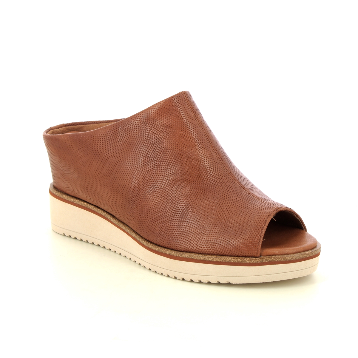 Tamaris Alis Slide Tan Leather Womens Wedge Sandals 27200-42-372 in a Plain Leather in Size 40