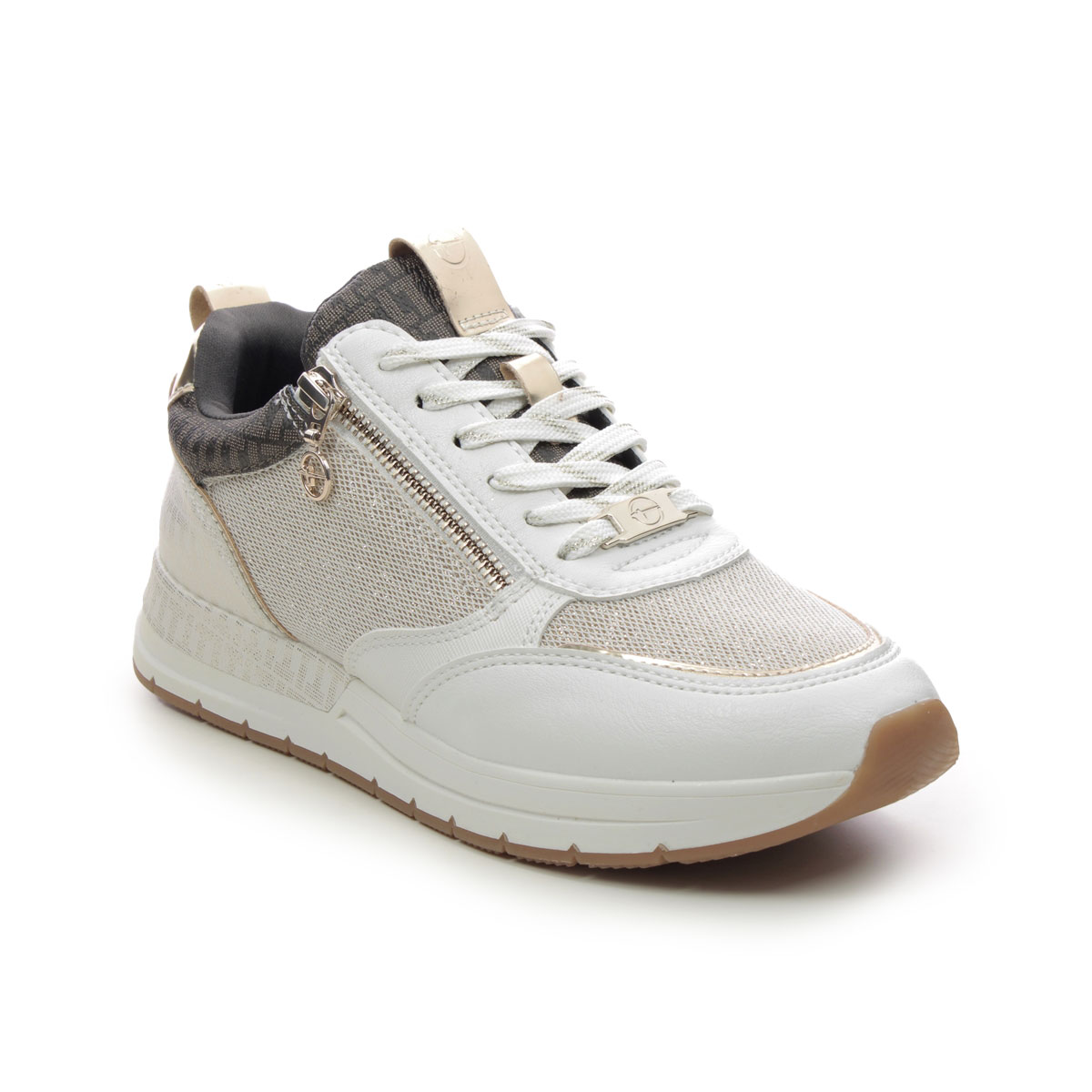 Tamaris Alminia Zip Ivory Womens trainers 23732-41-4A0 in a Plain Man-made in Size 37