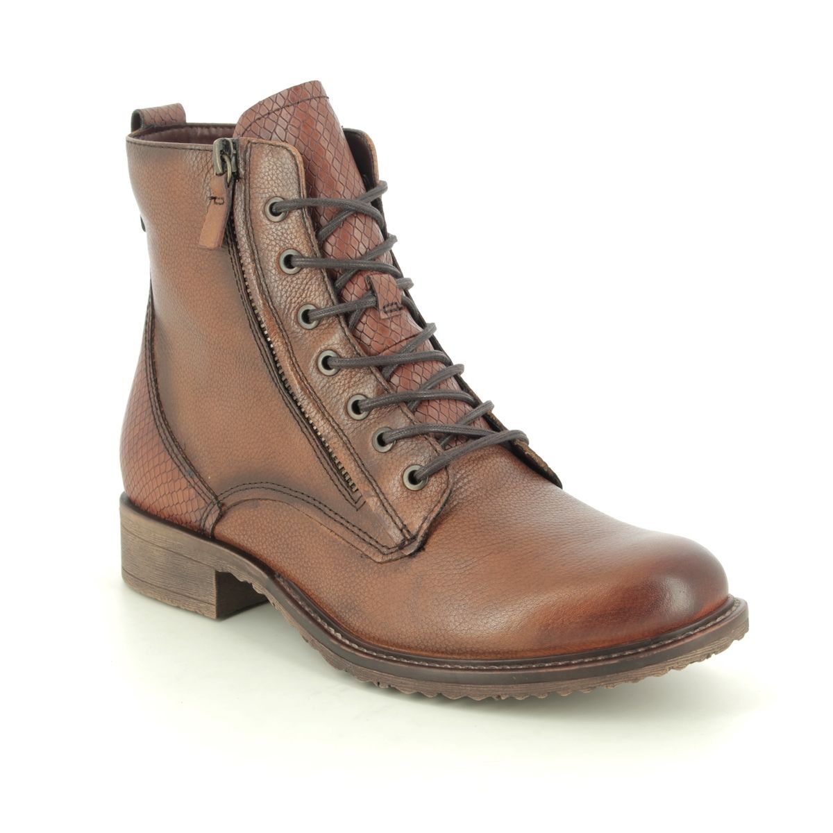 Tamaris Anouk Tan Leather  Womens Lace Up Boots 25211-25-378 In Size 36 In Plain Tan Leather