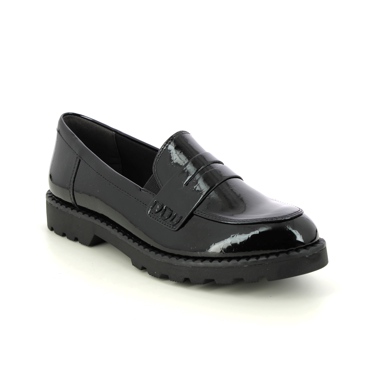Tamaris Crissy 25 Black Patent Womens Loafers 24312-29-063 In Size 37 In Plain Black Patent