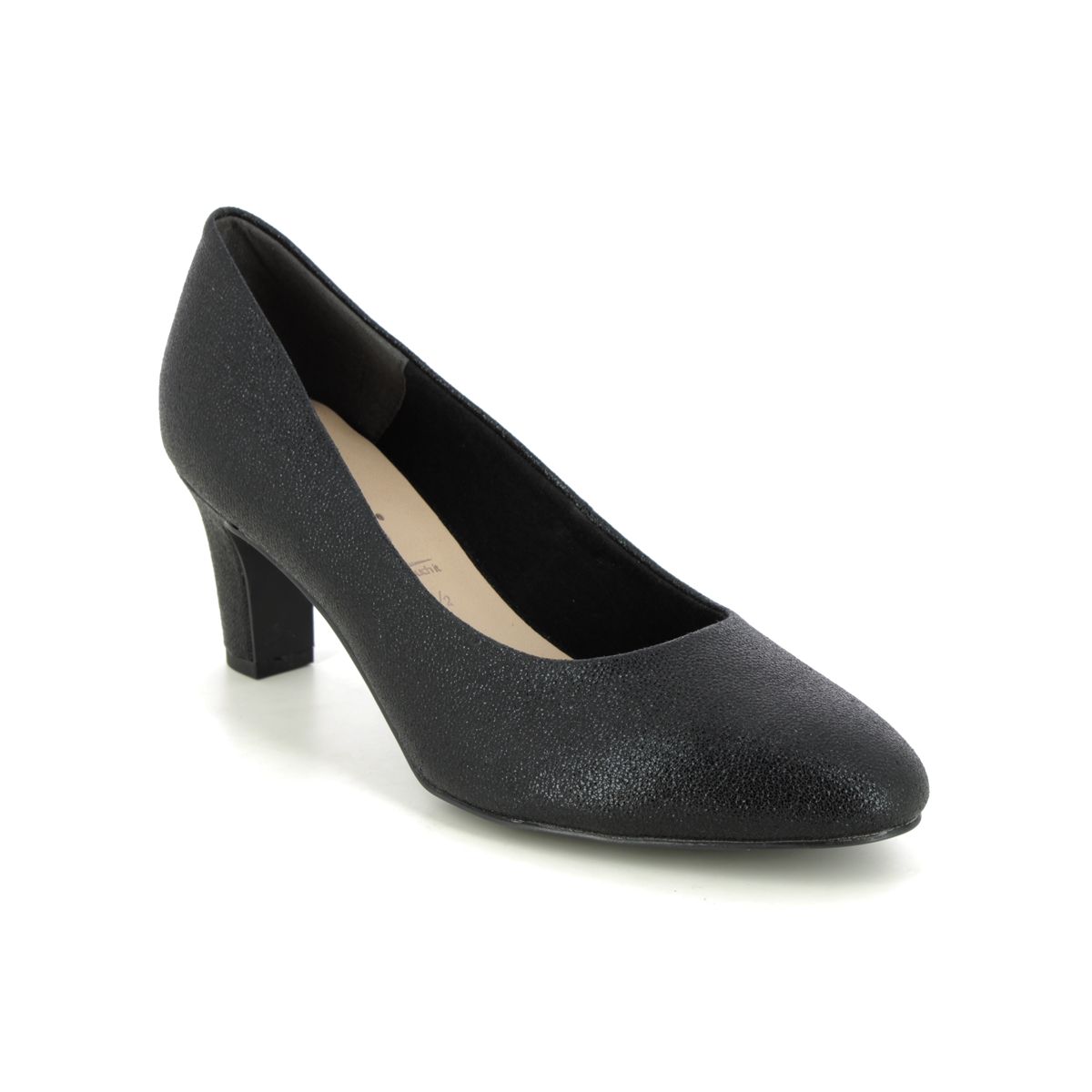 Tamaris Daenerys Black Glitz Womens Court Shoes 22418-29-043 In Size 41 In Plain Black Glitz