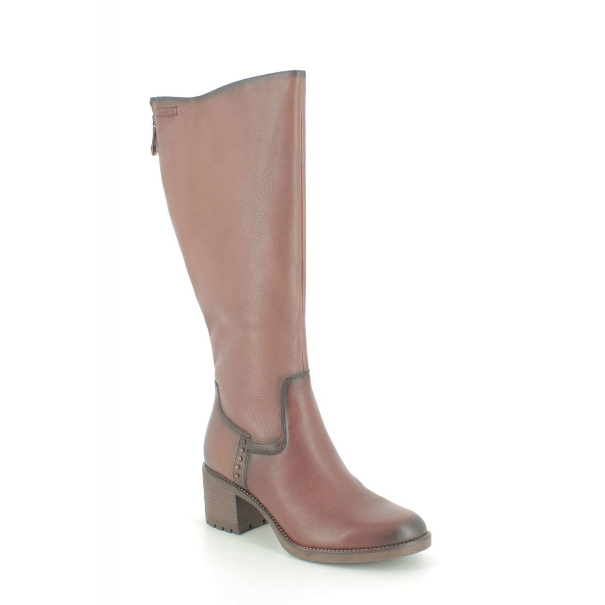 Tamaris Katelyn Wide Calf Tan Leather Womens knee-high boots 25604-25-449 in a Plain Leather in Size 37