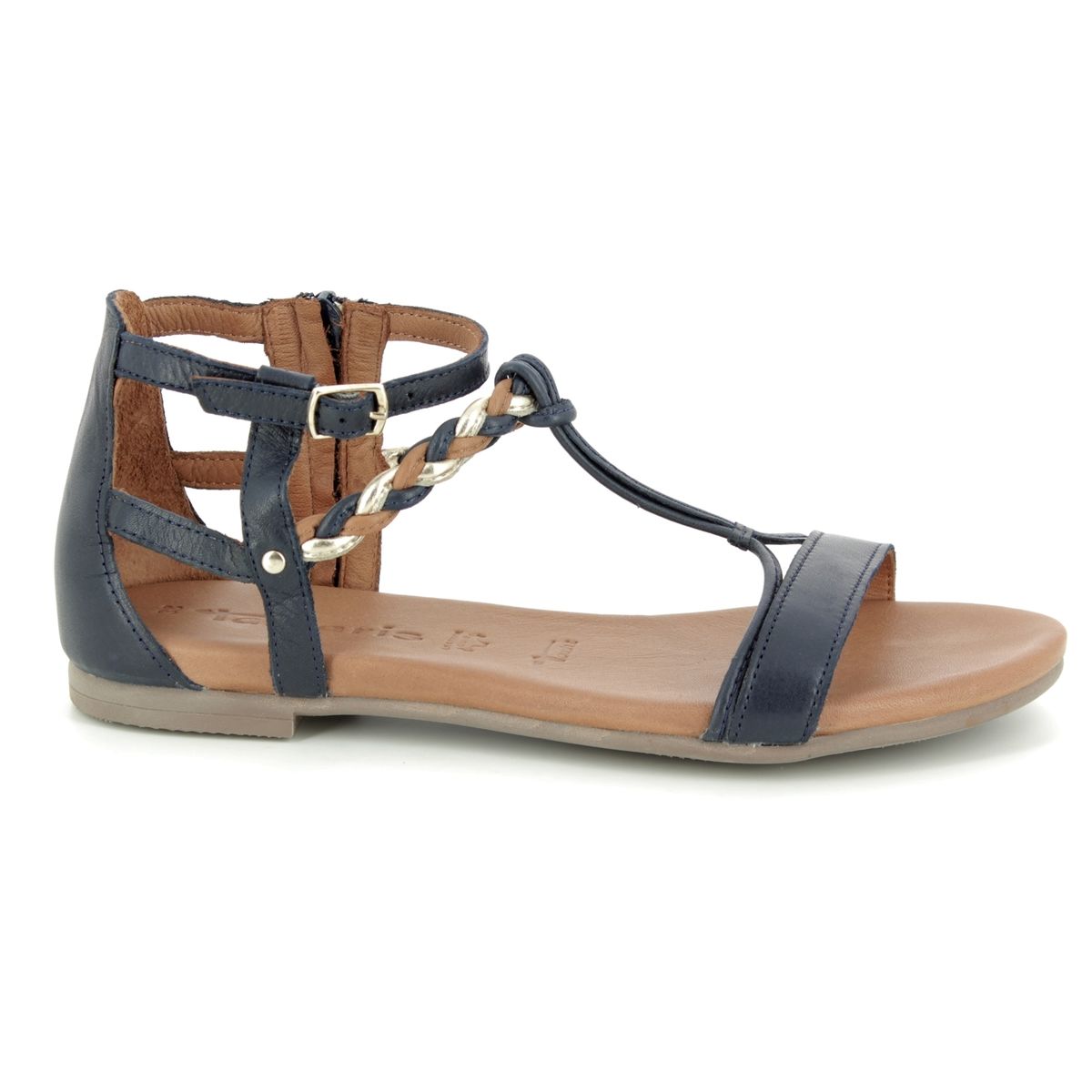 Tamaris Kim 28043-22-890 Navy leather Gladiator Sandals