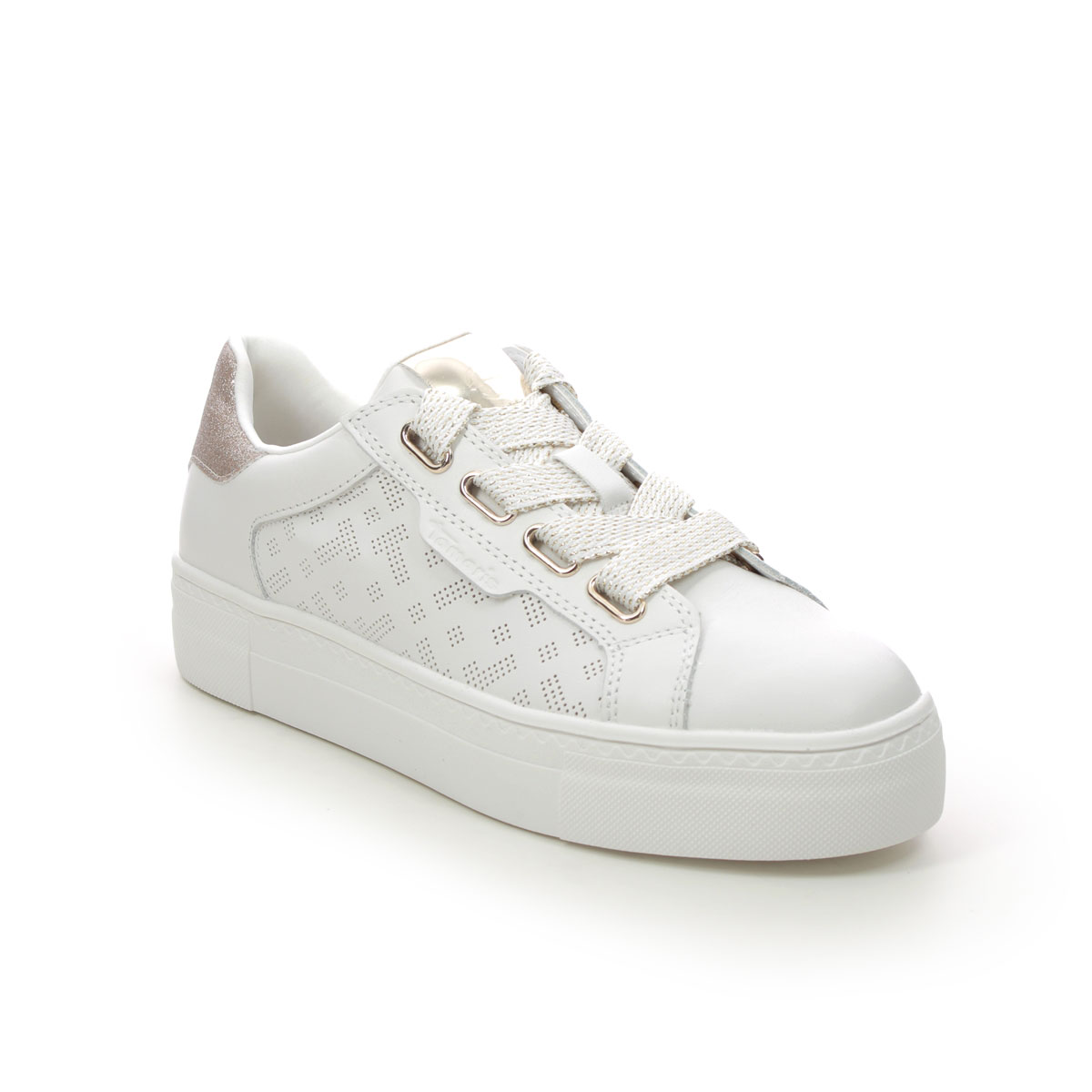 Tamaris Lima White Gold Womens Trainers 23707-20-190 In Size 39 In Plain White Gold