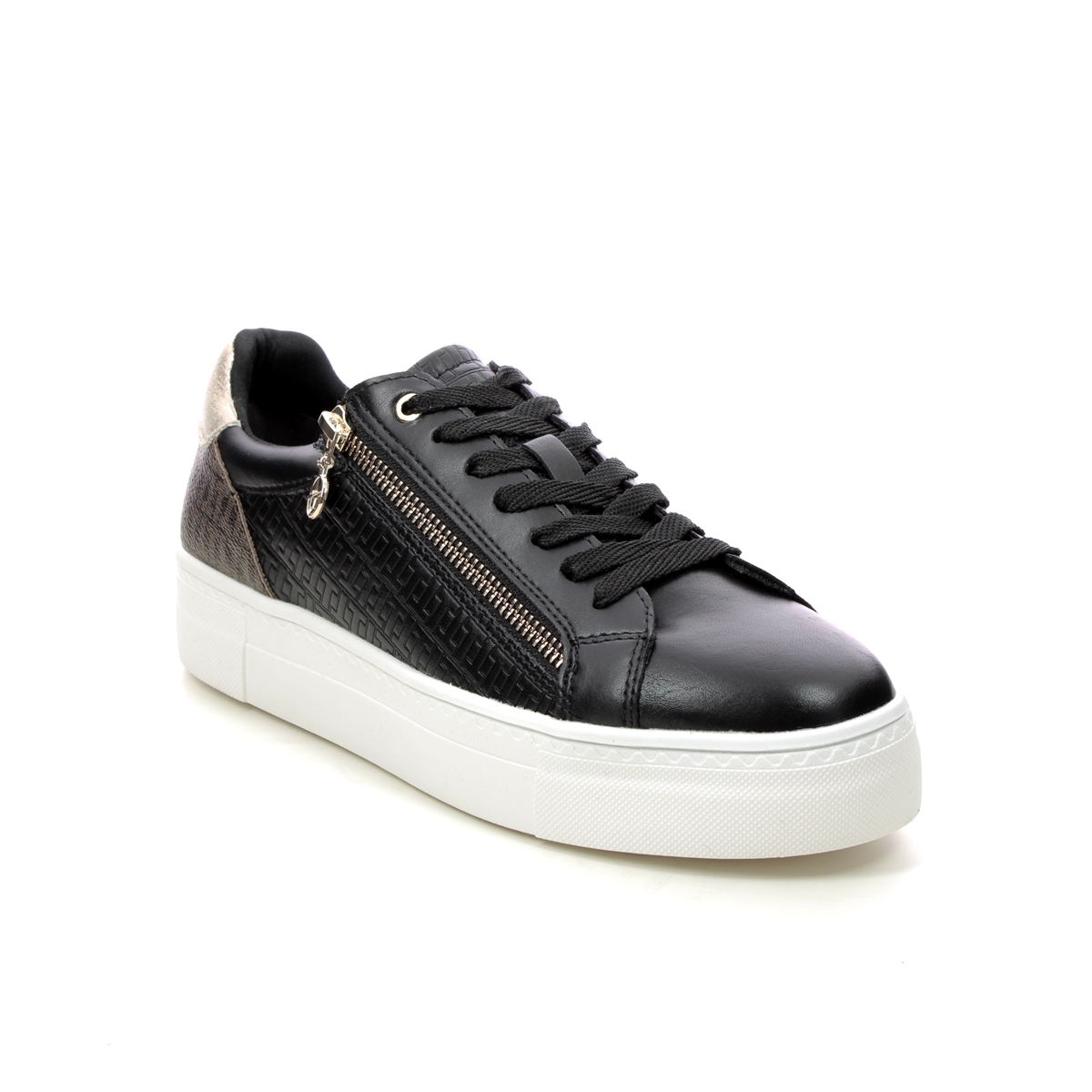 Tamaris Lima Zip Black Womens trainers 23313-20-097 in a Plain Man-made in Size 39