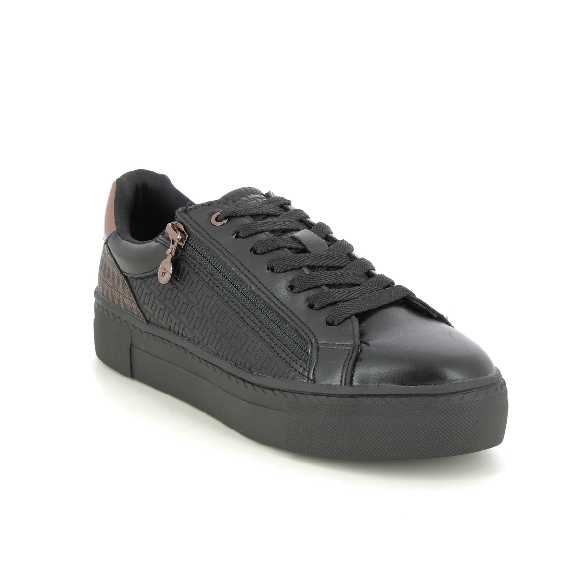 Tamaris Lima Zip Black Womens trainers 23313-41-096 in a Plain Man-made in Size 41