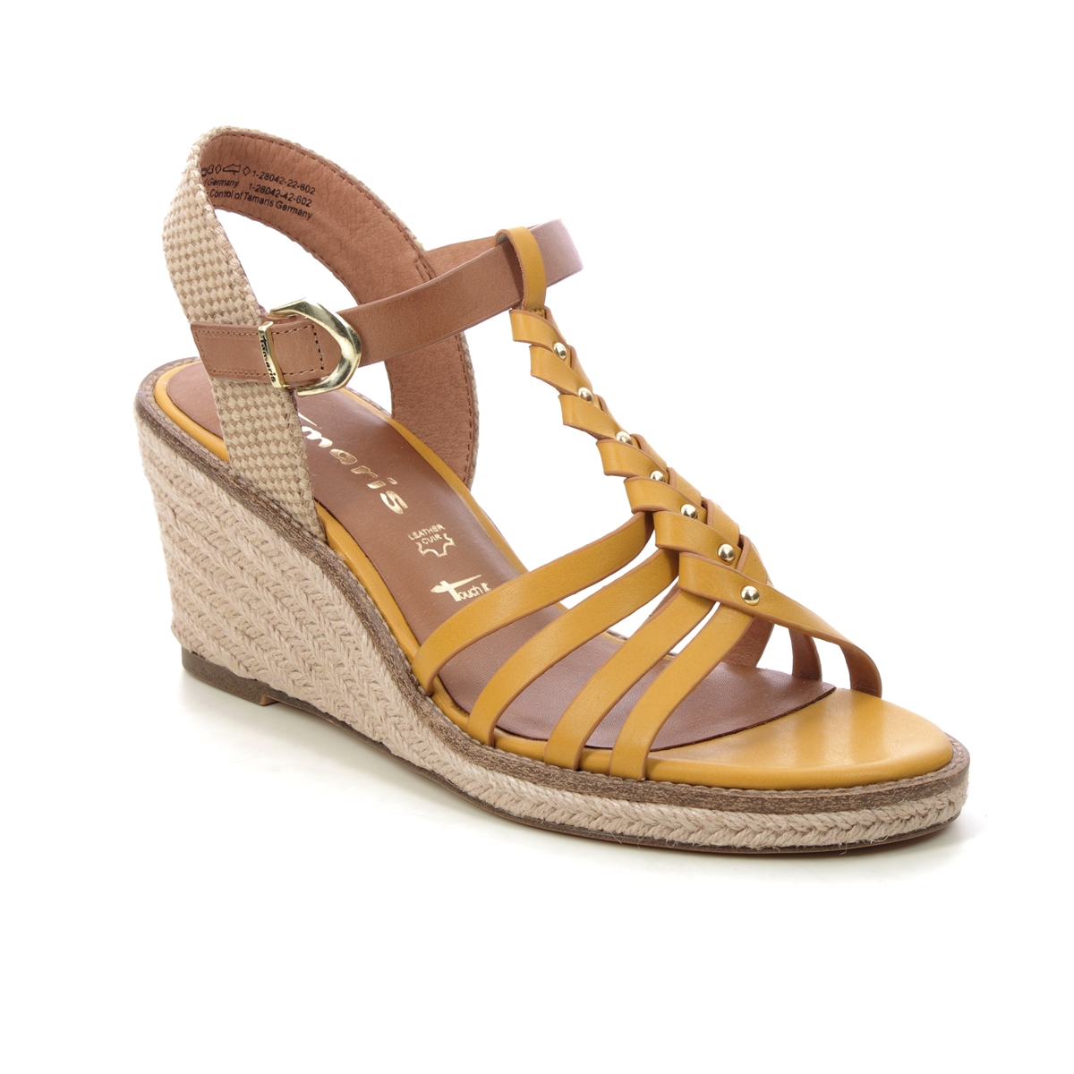 Tamaris Livi Espadrille Yellow Womens Wedge Sandals 28042-42-602 in a Plain Man-made in Size 41