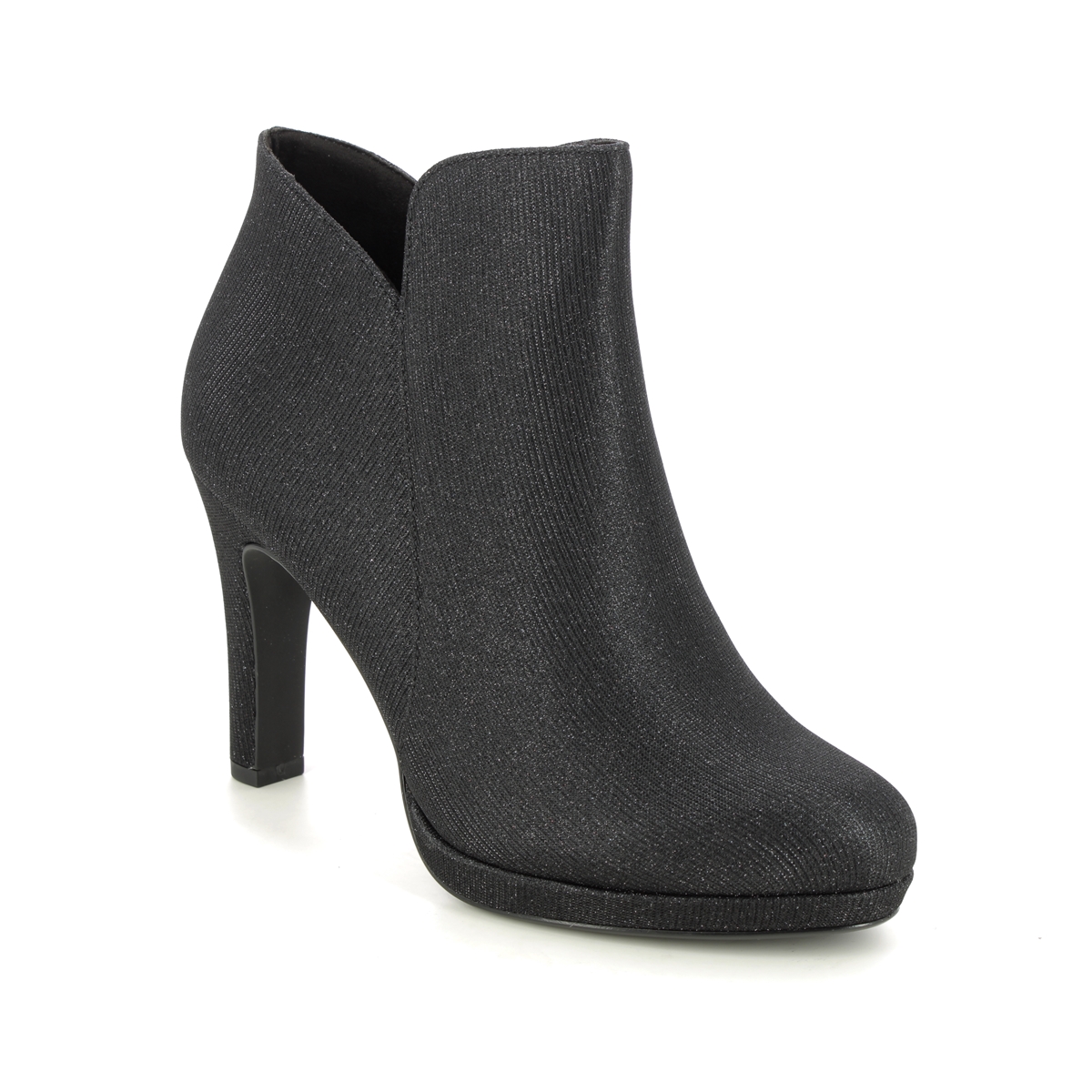 Tamaris Lycorbu Fatale Black Glitz Womens Heeled Boots 25097-41-043 In Size 36 In Plain Black Glitz