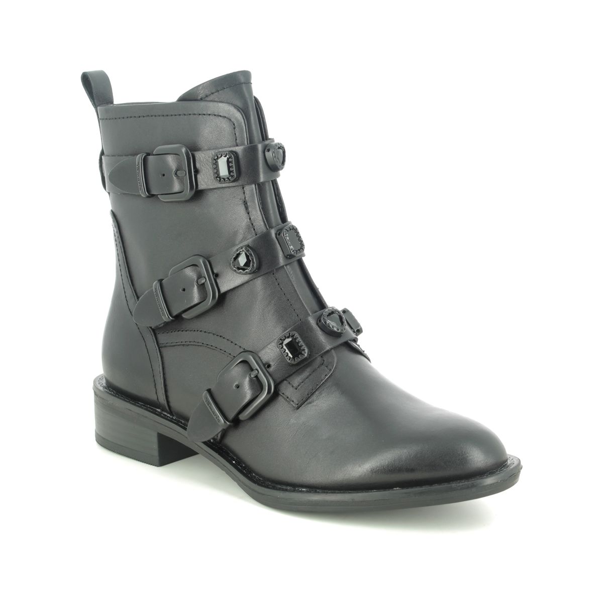Tamaris Manisa Black leather Womens Ankle Boots 25415-25-007 in a Plain Leather in Size 40