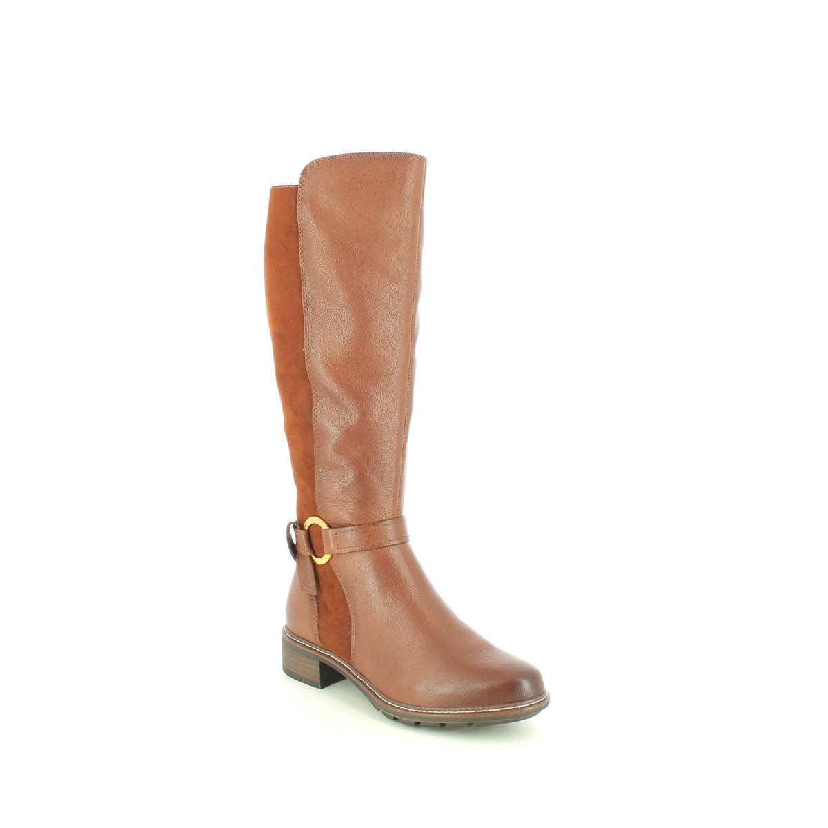 Tamaris Marli Wide Leg Tan Leather  Womens Knee-High Boots 25550-27-305 In Size 36 In Plain Tan Leather