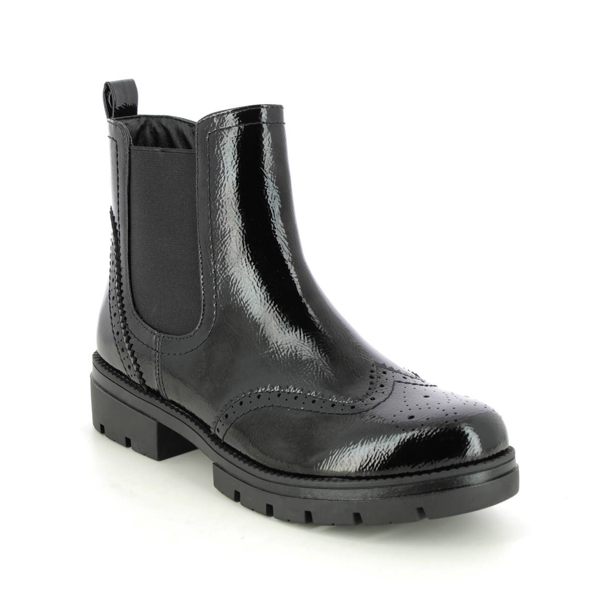 Tamaris Neria Black Patent Womens Chelsea Boots 25489-29-018 In Size 36 In Plain Black Patent
