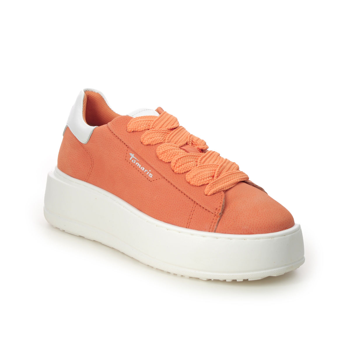 Tamaris Platform 50 Orange Womens trainers 23812-41-606 in a Plain Leather in Size 40