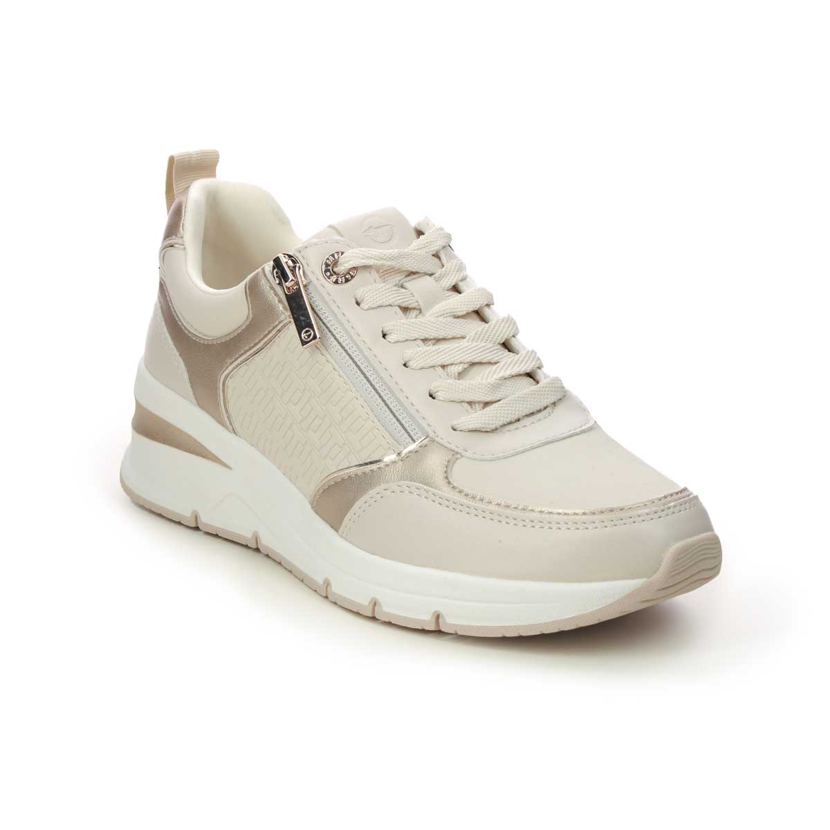 Tamaris Rea Zip Wedge Ivory Womens trainers 23721-42-430 in a Plain Man-made in Size 41